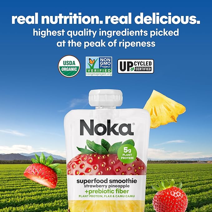 Noka&nbspStrawberry Pineapple Flavored Smoothie 4 Pieces Non GMO 16.9 Ounces (Pack Of 6)