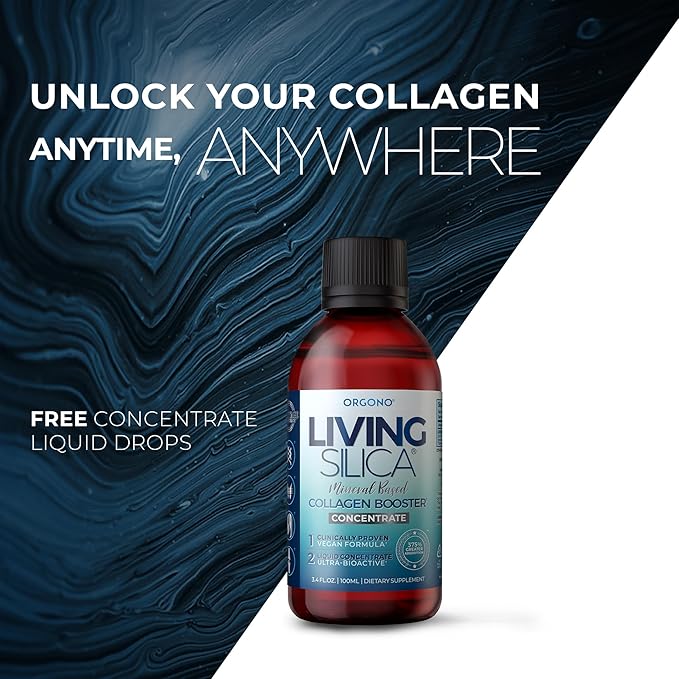 Orgono Living Silica Kit | Mineral-Based Collagen Booster Liquid &amp Concentrate Drops (Travel Size) | Vegan | Supports Joint &amp Bone Health Collagen &amp Elastin Production Glowing Skin.