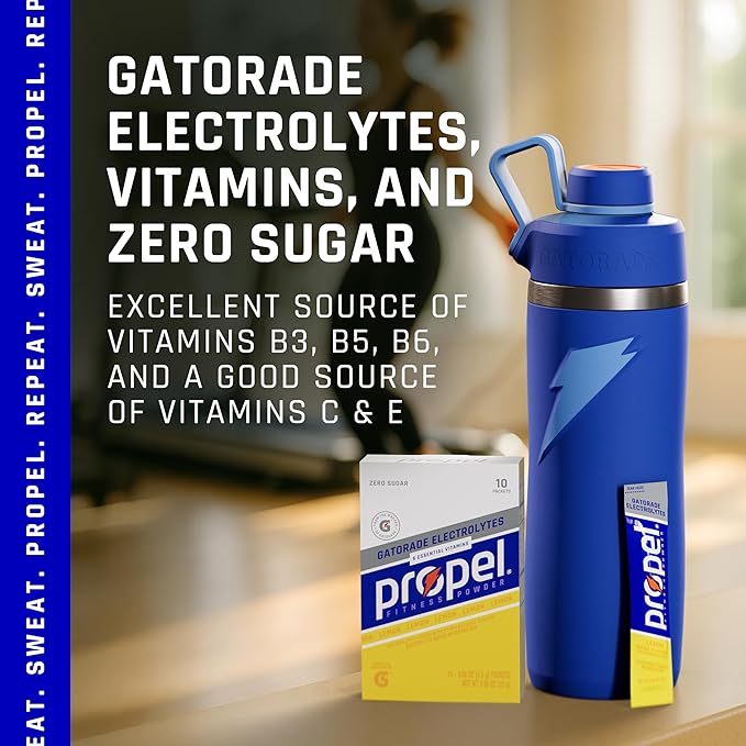 Propel Electrolyte Enhanced Water Drink Mix Powder Packets Lemon Zero Calorie &amp 0 Sugar Hydration with Electrolytes and Vitamins C &amp E (120 Packets)