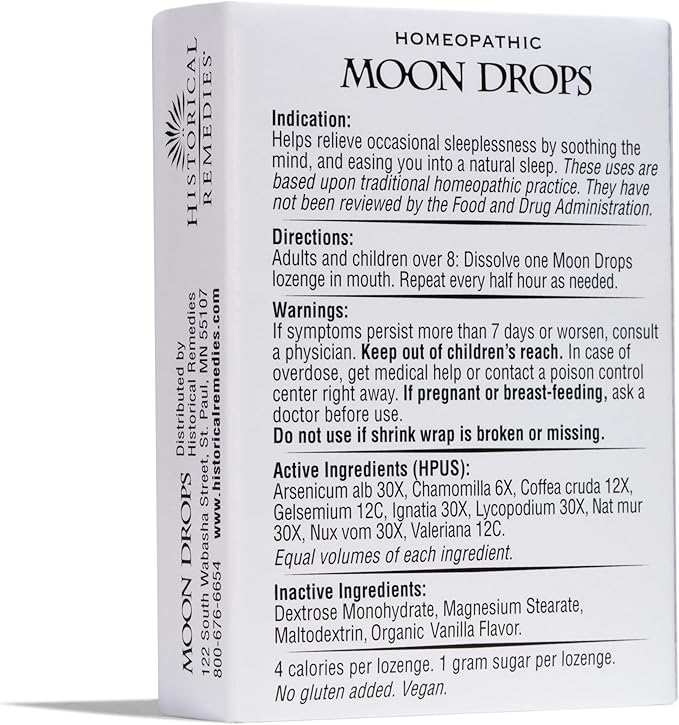 Moon Drops Sleep Aid Lozenges (12 Pack) | Homeopathic Vanilla Flavor Supplement Non-Habit Forming Vegan Gluten-Free Sleep Support Including Coffea Cruda 12X