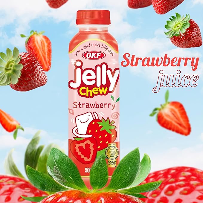 OKF Coconut Juice with Coconut Jelly Strawberry Coconut Water Non GMO No Preservatives No Artificial Color Gluten Free/Fat Free 16.9 Fl Oz (Pack of 20)