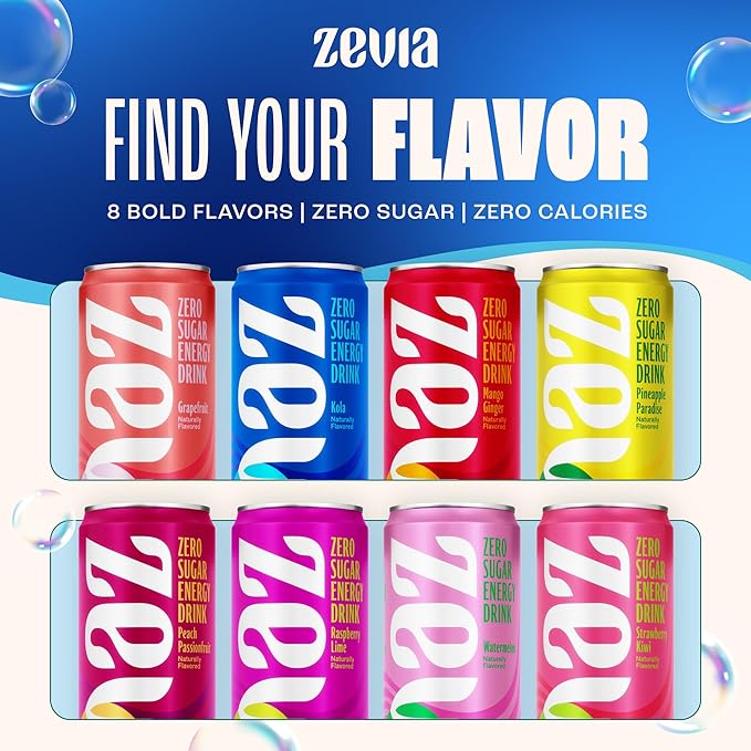 Zevia Zero Sugar Energy Drink Kola 12 oz Cans (12-Pack) – Naturally Sweetened Non-GMO Project Verified Gluten-Free Vegan