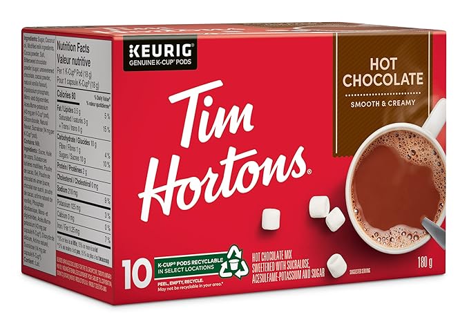 Tim Hortons Original Hot Chocolate Single Serve Keurig K-Cup Pods 10 Count (Pack of 2)