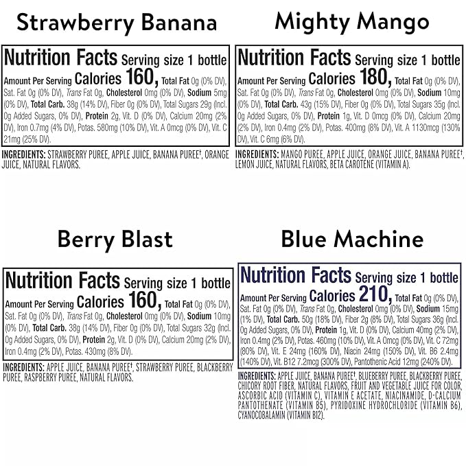 Gourmet Kitchn Naked Juice Variety Pack | Strawberry Banana Mighty Mango Berry Blast and Blue Machine | No Sugar Added And Non GMO - 2 Boxes (10 oz. 12 pk. Each) Total 24 Juice2 Pack