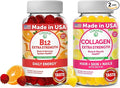 Lunakai Vitamin B12 and Collagen Gummies Bundle - 3000 mcg Methylcobalamin High Absorption Energy Gummies - Non-GMO Anti Aging Supplements for Men &amp Women - 30 Days Supply