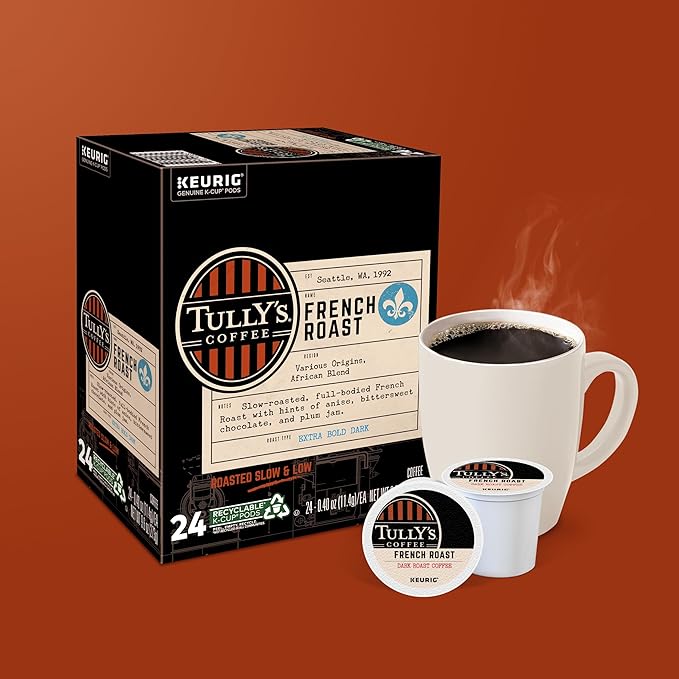 Tully's Coffee French Roast Single-Serve Keurig K-Cup Pods Dark Roast Coffee 120-Count (5 Boxes of 24 Pods)