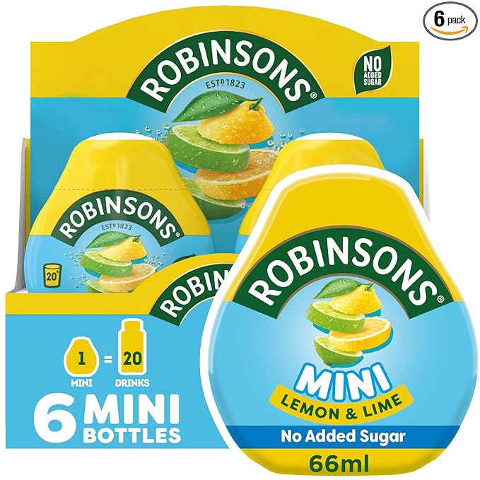 Robinsons Mini - No Added Sugar - Low Calorie - Lemon and Lime 66 ml (pack of 6)