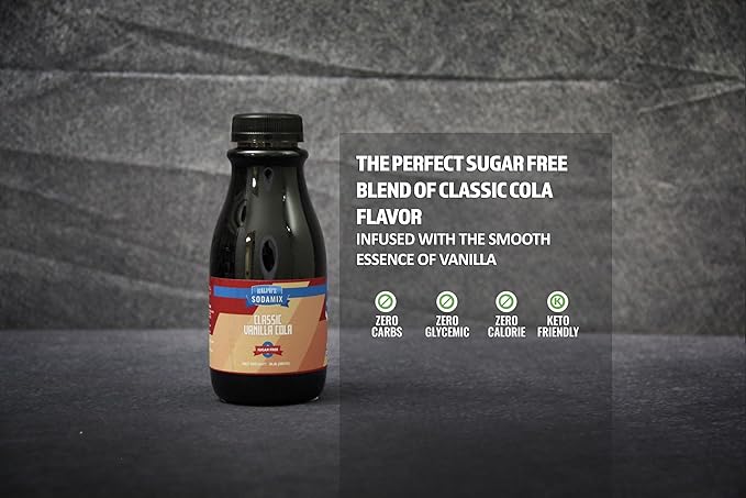 Ralph's 4 Sugar Free Sparkling Water Soda Maker Flavors Pack | Classic Cola | Classic Vanilla Cola | Cream Soda | Root Beer | Four 12oz Bottles | Sodamix
