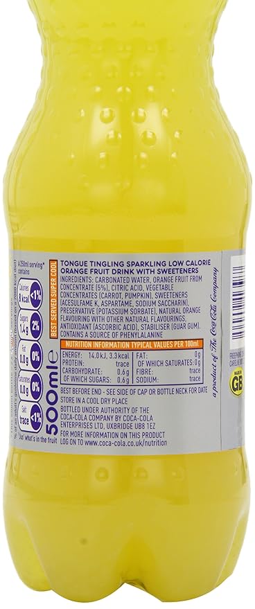 Fanta Zero Orange Soft Drink Bottle 500 ml (Pack of 12)