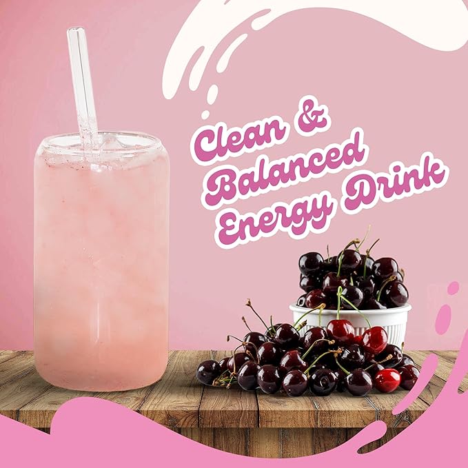 Sips Club Support Sip with Caffeine and L-Theanine Blend - Healthy Drink Mix Powder Packets for Immune &amp Digestive Health - All Natural Ingredients No Added Sugar or Dyes - Cherry Charge (30 Pack