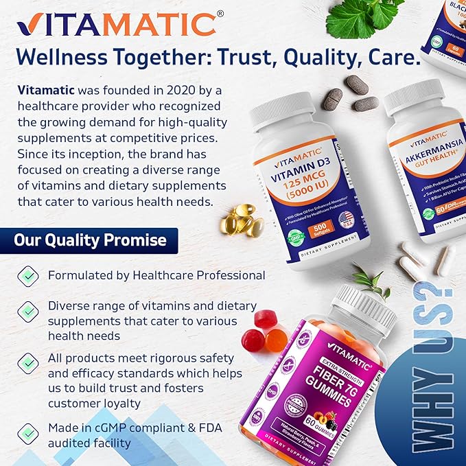 Vitamatic Lactoferrin 500mg – 60 Vegetable Capsules Promotes Healthy Immune Function