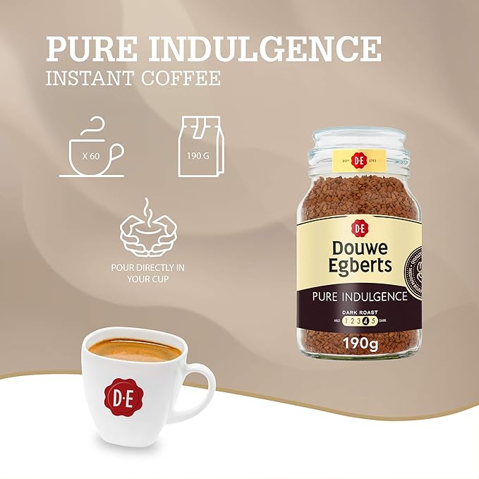Douwe Egberts Pure Indulgence Instant Coffee in Jar Dark Roast 6.7-Ounce 190 gram