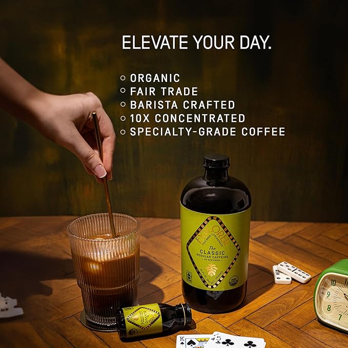 Explorer Cold Brew Organic Liquid Coffee Concentrate Classic Regular Caffeine Drink Iced or Hot While On the Go Travel Size 2 fl oz (Pack of 12)
