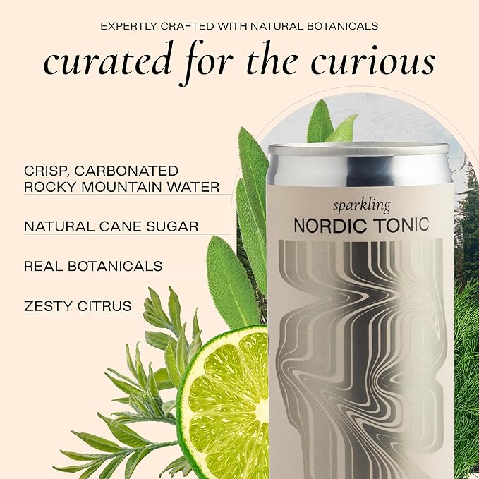 Strongwater Sparkling Nordic Tonic Water - 12 Pack Cans (8.4 Fl Oz Each) - Premium Mixer Made with Quinine Rocky Mountain Water &amp Botanicals - Real Cane Sugar No Artificial Flavors
