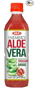 OKF Farmer's Aloe Vera Drink Pomegranate 16.9 Fluid Ounce (Pack of 20)