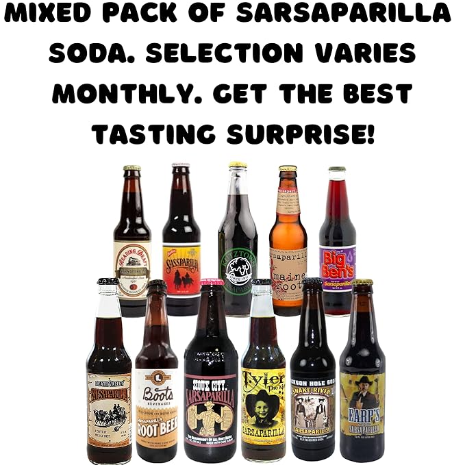 Sarsaparilla Soda Variety Sampler Pack | Premium Crafted Variety Pack from Around USA | Includes Crazy Soda Pop Bottle Opener (6 Pack)