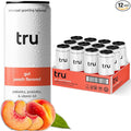 Tru Gut Seltzer Sparkling Water with Prebiotics Probiotics &amp Vitamin B3 Peach Juice &amp Natural Flavor Lightly Carbonated Gluten Free Vegan Caffeine Free Low Calorie 12 FL OZ Cans 12 P