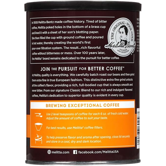 Melitta Hazelnut Crème Flavored Coffee Medium Roast Extra Fine Grind 11 Ounce Can (Pack of 6)