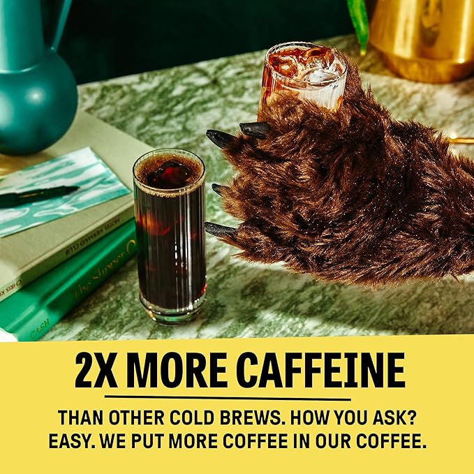 Wandering Bear Straight Black Organic Cold Brew Coffee On Tap Iced Coffee Drink - Extra Strong Bold Smooth No Sugar Added Shelf-Stable Ready to Drink &amp Vegan 100% Organic - 128 fl oz (1 gal