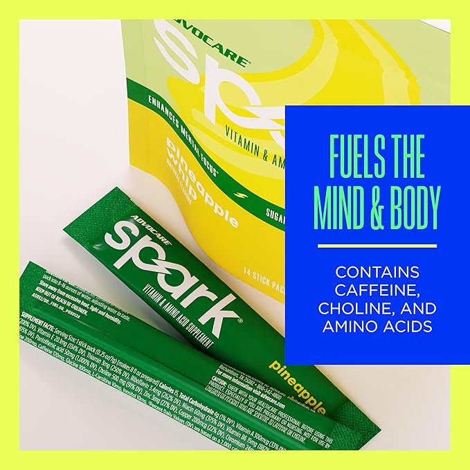 AdvoCare Spark - Energy Drink Mix - Vitamin &amp Amino Acid Supplement - Supports Energy &amp Focus* - Portable Immune Support* - Sugar-Free - Pineapple Whip 14 Stick Packs (3.5 oz)
