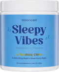Sleepy Vibes Calm Magnesium Powder Sleep Drink Mix - Melatonin Free Natural Sleep Aid with L-Theanine Glycine &amp Chamomile - Non Habit Forming Calming Bedtime Supplement - Soothing Citrus 30 Serv