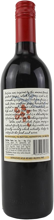 Fusion Napa Valley Verjus Rouge: Juice of Unripe Grapes 750ml