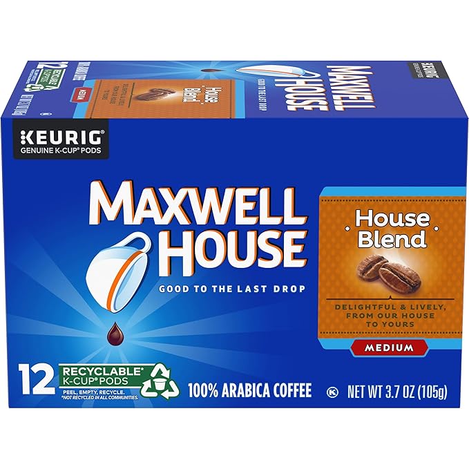 Maxwell House House Blend Medium Roast K-Cup Coffee Pods (12 Pods)