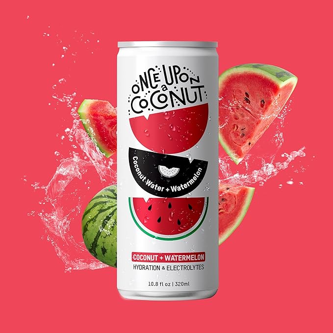Once Upon a Coconut Premium Watermelon Coconut Water - Low Calorie All-Natural Drink with Electrolytes - Non-GMO - Gluten-Free -10.8 Fl Oz (Pack of 12)