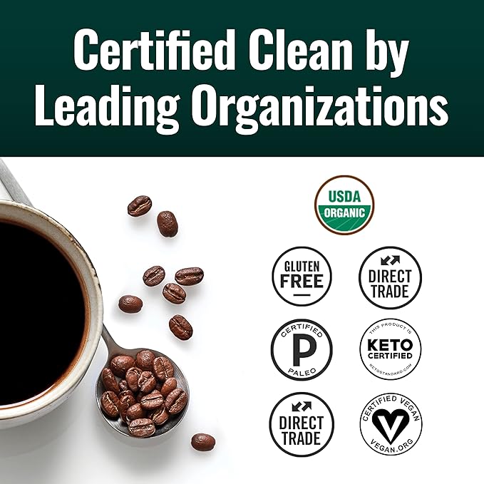 Natural Force Organic Ground Clean Coffee + Organic MCT Oil Bundle – 100% Pure Coconut MCTs &amp Mold &amp Mycotoxin Free Coffee – Non-GMO Keto Paleo and Vegan - 10 Oz Bag and 16 Oz Glass Bottle