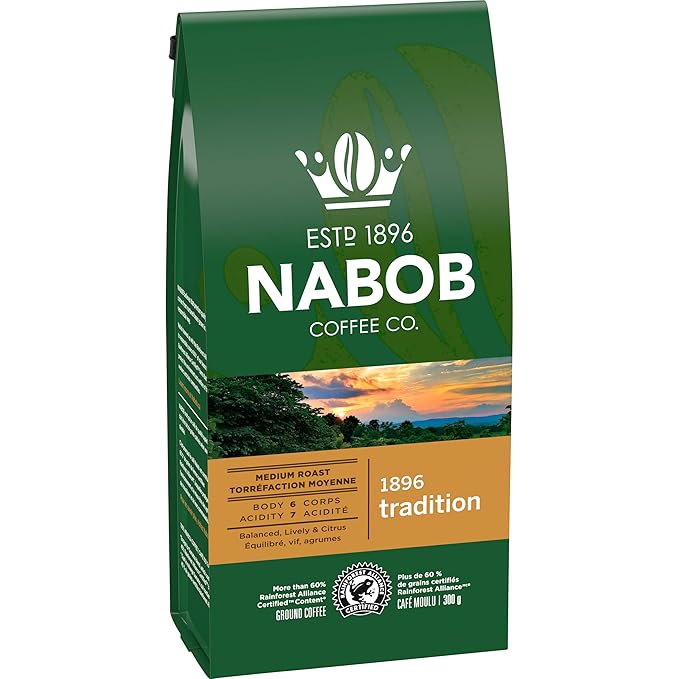 Nabob 1896 Tradition Ground Coffee 300g/10.6 oz. (Pack of 6) {Imported from Canada}