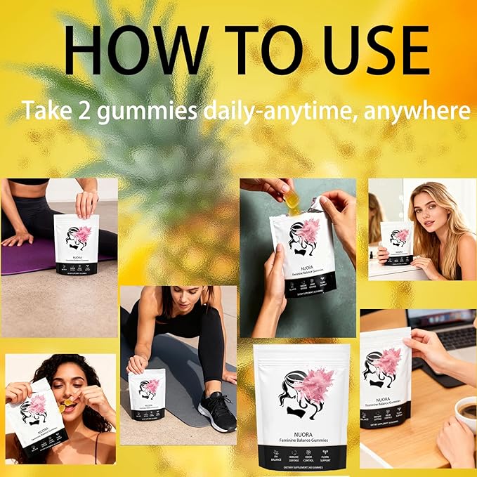 Feminine Balance Gummies for Women’sPremium Feminine Balance Gummies Vegan Hawaiian Pineapple pH Balance Flora and Immune Support 60 Count