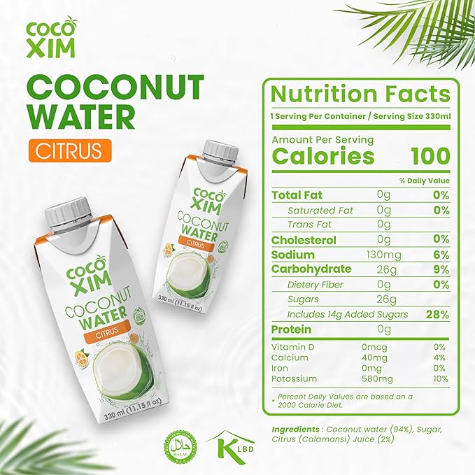 COCOXIM Ready to Drink Coconut Water with Citrus Juice – 11 oz (Pack of 12)|100% Natural &amp Fresh with Electrolytes &amp Nutrients | Halal &amp Kosher Certified | Alternative to Soda Soft Drinks