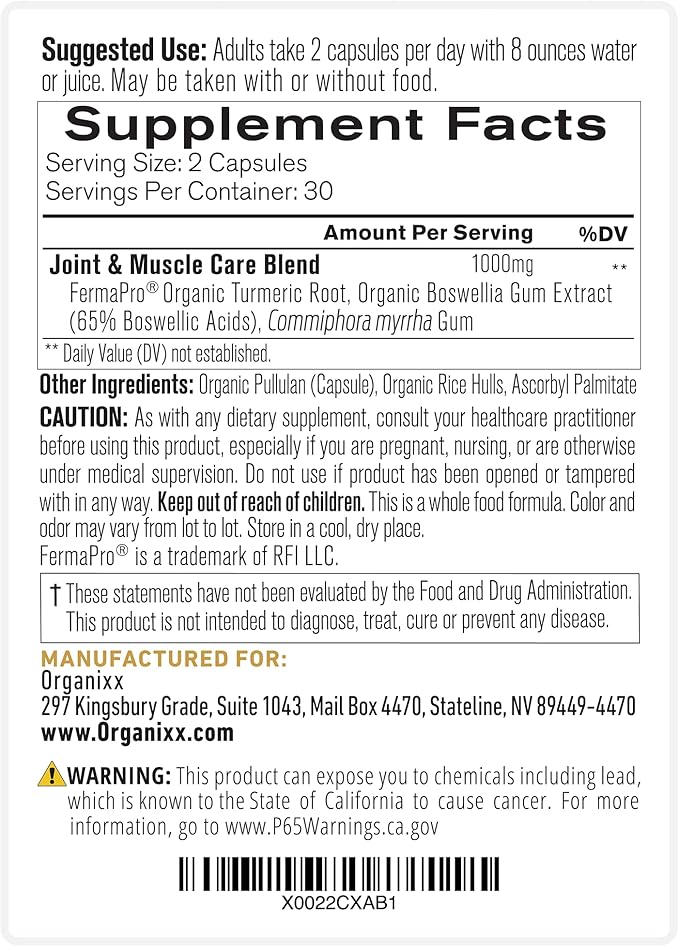 Organixx Clean Sourced Collagens (30 Serv) &amp Joint &amp Muscle Care (60 Caps) Bundle Collagen Protein plus Organic Turmeric Frankincense &amp Myrrh Supports Joint Skin Hair &amp Immune Hea