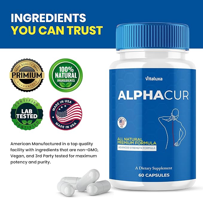 (2 Pack) Alphacur for Neuropathy AlphaCure Nerve Support Capsules Premium Health Blend All Natural Support Relief Supplement Alpha Cur Pills Advanced Vitamin Maximum Strength Renew Formula (120 Ct)