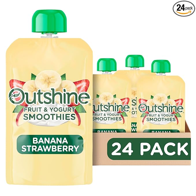 Outshine Fruit &amp Yogurt Smoothie Banana Strawberry Smoothie Pouch On The Go Snack 24PK