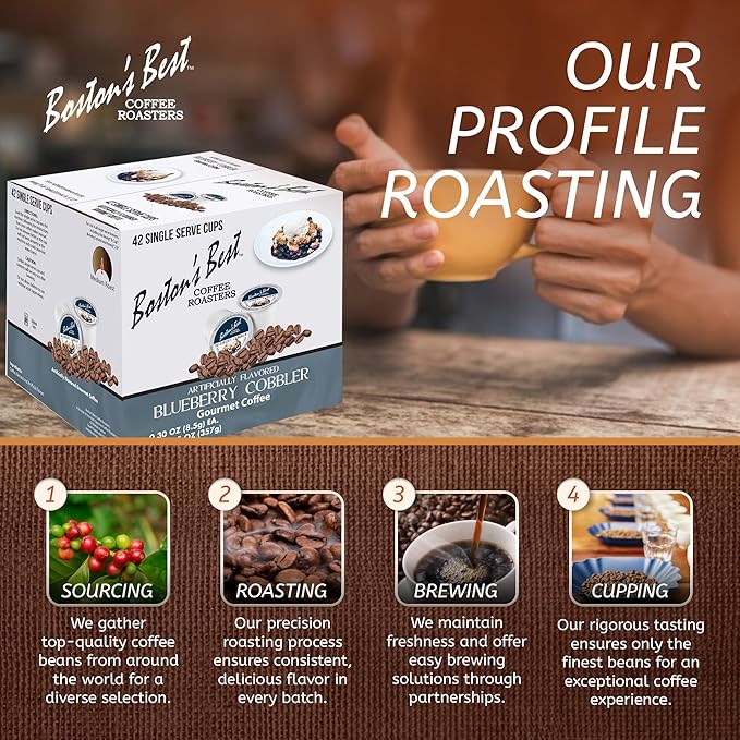Boston’s Best - Blueberry Cobbler Flavored Coffee Blend Dessert Gourmet Compatible with Keurig Coffee Maker 1 Count (42 Single Serve Medium Roast Cups)