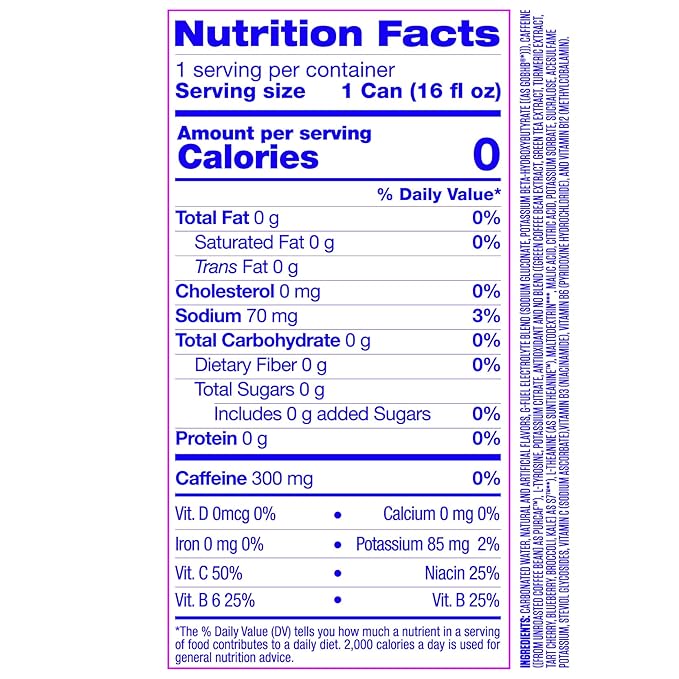 G Fuel Energy Drink Berry Sugar Free Beverage with 300mg Caffeine Daily Energy Boost with Focus Amino Vitamin + Antioxidants 16 oz Cans (FaZeberry 12-Pack)