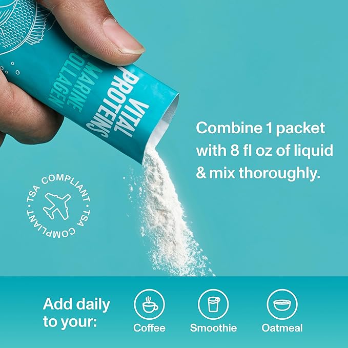 Vital Proteins Marine Collagen Wild-Caught Non-GMO Project Verified Unflavored Stick Packs (10g) (Box of 20)
