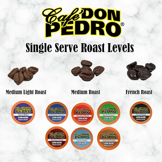 Cafe Don Pedro Hazelnut Cream Low Acid Coffee Pods - Compatible with Keurig K-cup Coffee Maker 100% Arabica Battles Heartburn Acidic Reflux 72 count