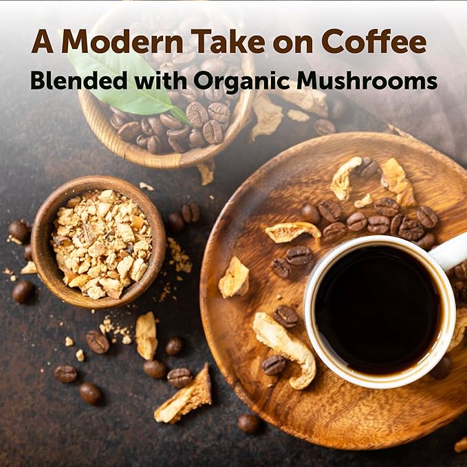 Organic Instant Mushroom Coffee 14 oz | Medium Roast Arabica | 10-Mushroom Blend with Lion’s Mane Reishi Chaga &amp More | Certified Organic | Gluten Dairy Soy &amp Tree Nut Free