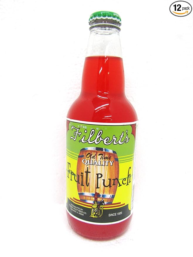 Filbert's FRUIT PUNCH OLD TIME CHICAGO SODA - a delightful dance of fruit flavors 12-Ounce Glass Bottle (Pack of 12)