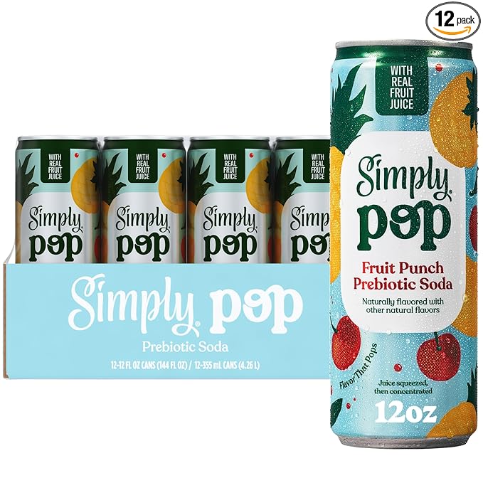Simply Pop Soda Prebiotic Fruit Punch 12 fl oz (Pack of 12)