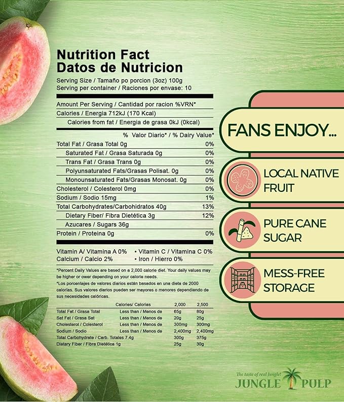 Jungle Pulp GUAVA Puree Costa Rica Blend Topping Flavoring Better than Syrup for Desserts Smoothies Margaritas Cocktails Juice and Shakes. 33.81 oz/ 1 Liter.