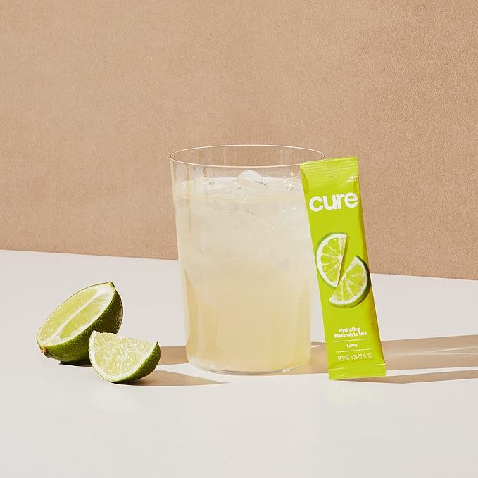 Cure Hydration Electrolyte Mix | Electrolyte Powder for Dehydration Relief and Energy | Made with Coconut Water | No Added Sugar | Vegan | Paleo Friendly | Watermelon + Lime Bundle | 28 Packets