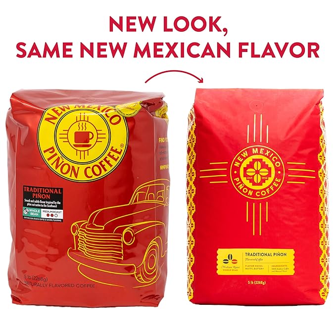 New Mexico Piñon Coffee Naturally Flavored Coffee (Traditional Piñon Whole Bean 5 pound)