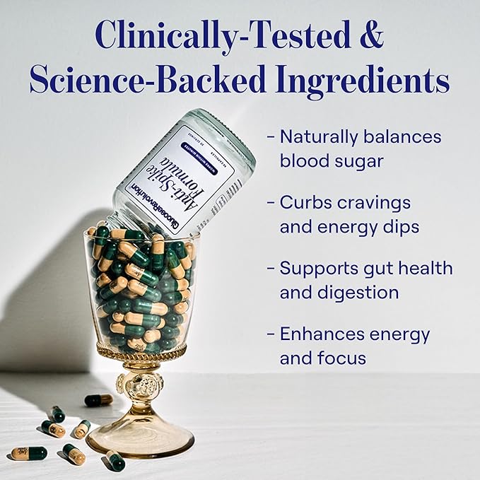Anti-Spike Formula by The Glucose Goddess - Supports Healthy Blood Sugar Levels Already Within Normal Range Vegan Gluten-Free 60 Capsules (30-Day Supply)