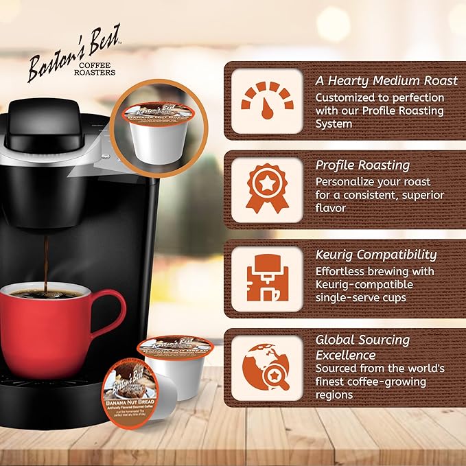 Boston’s Best - Banana Nut Bread Flavored Delicious Gourmet Coffee Compatible with Keurig Coffee Maker 24 Count (Pack of 4)