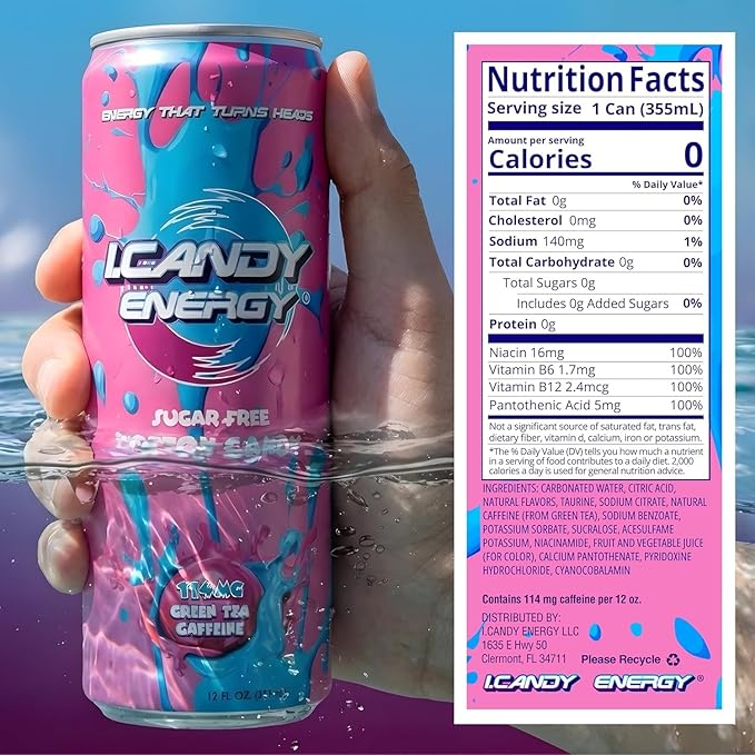I.CANDY Energy Drink Cotton Candy 12 Pack 12 oz Cans