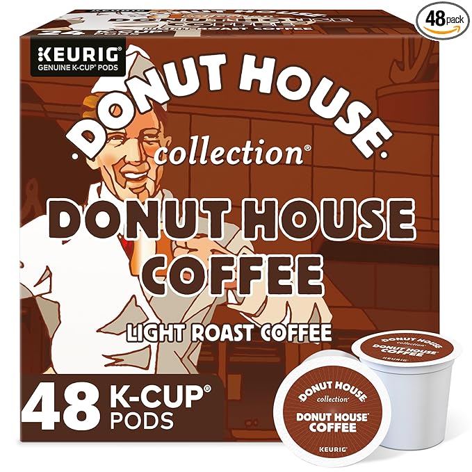 Donut House Collection Donut House Coffee Single-Serve Keurig K-Cup Pods Light Roast 48 Count (2 Boxes of 24 Pods)