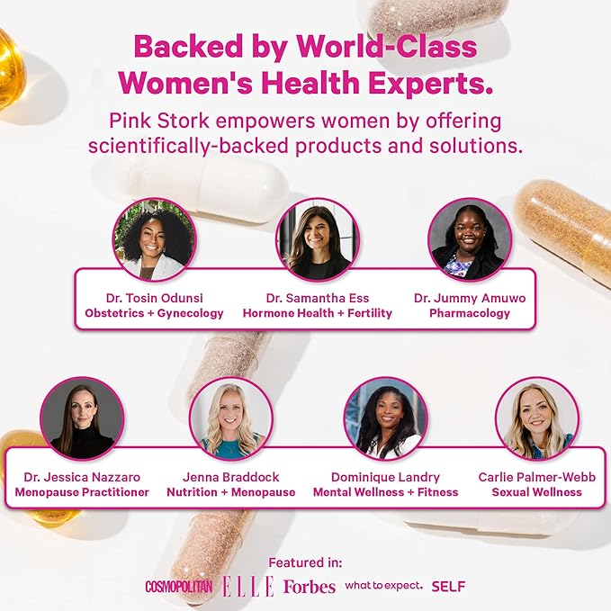 Pink Stork PMS Supplement for Women - Vitex Ashwagandha Maca Root &amp 10 Vitamins &amp Minerals to Support Hormone Balance Mood Bloating Period Regularity - 60 Capsules